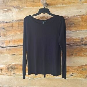 3/$10 I.N.C. Black Crew Neck Cinched Back Rayon/Nylon Sweater  Medium